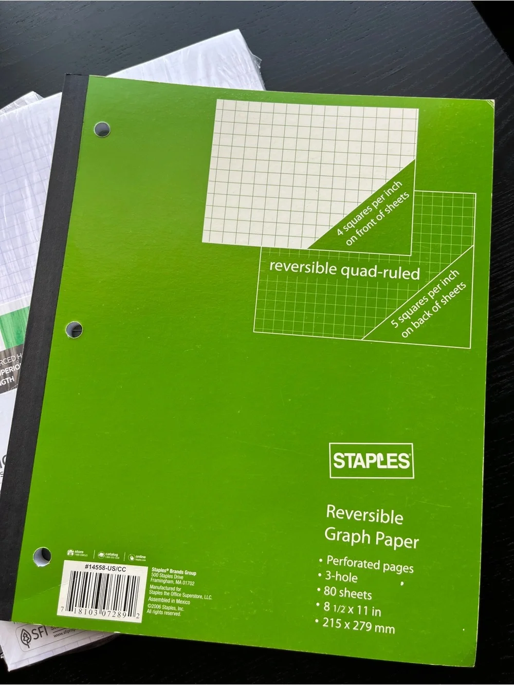 4 Pack Graph Paper Filler Pad Staples Tops Five Star Office Depot 4x4 3-Hole